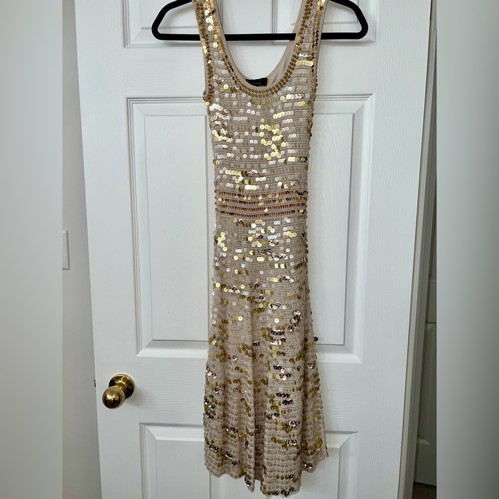 Aldofo Dominguez Elegant Gold Sequin Dress